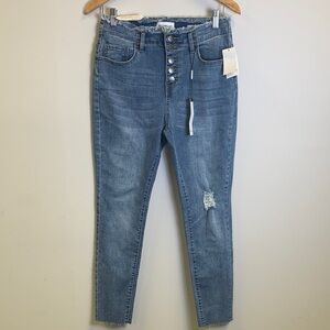 William Rast Sculpted High Rise Distressed Ankle Skinny Denim Jeans